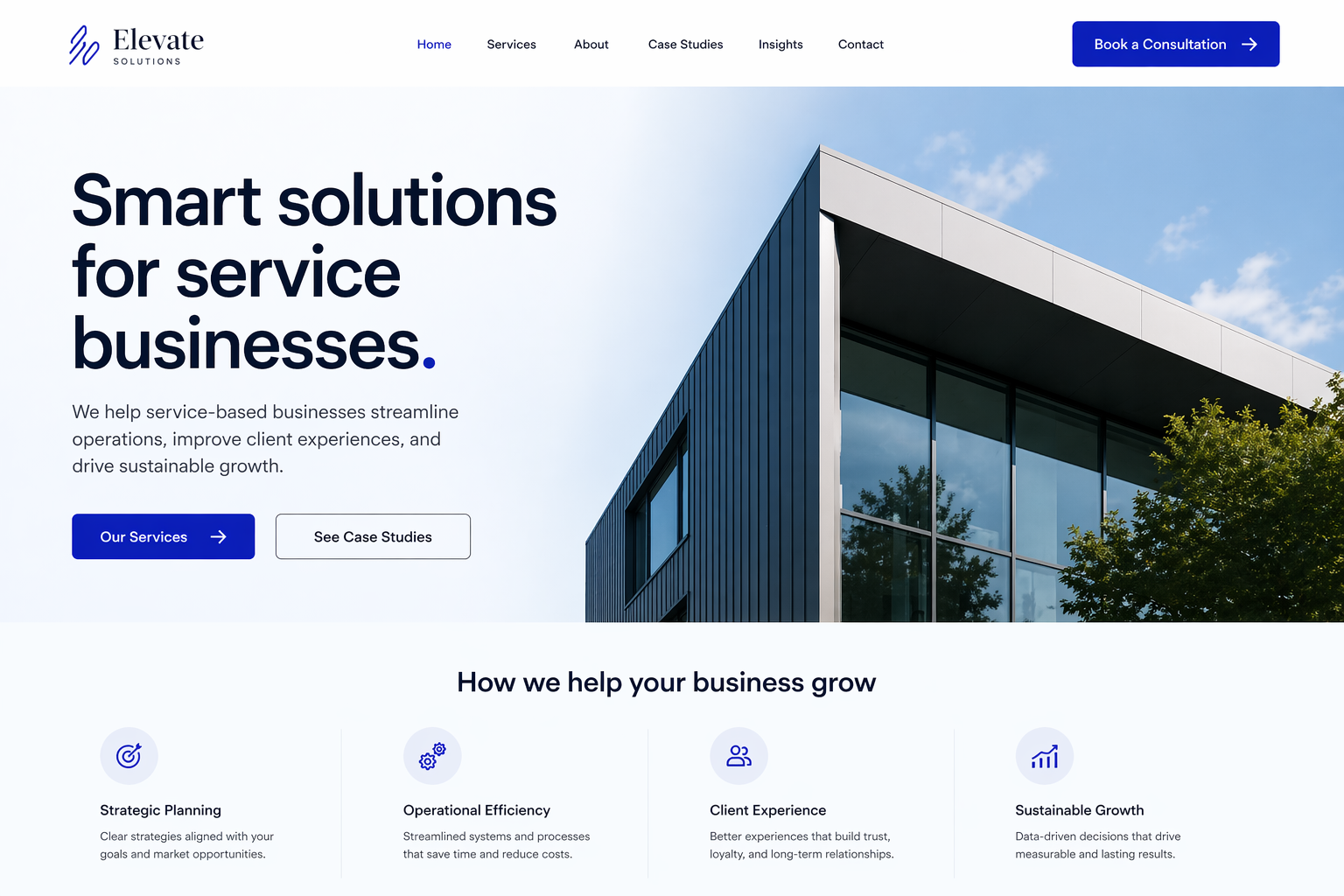 Service business website mockup